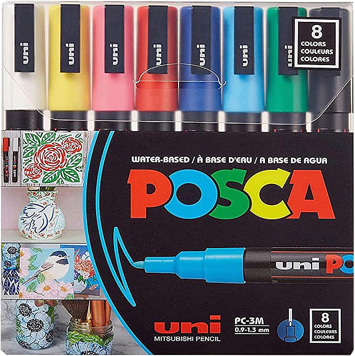 MARKER UNI POSCA PC-3M 0.9-1.3MM BASIC 8 CULORI/SET 38190 [1]