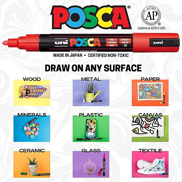 MARKER UNI POSCA PC-3M 0.9-1.3MM BASIC 8 CULORI/SET 38190 [6]