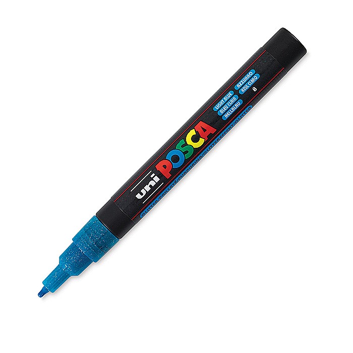 MARKER UNI POSCA UNIVERSAL SCLIPICI 3ML 0.9-1.3 mm M1277 ALBASTRU DESCHIS 42604 [1]