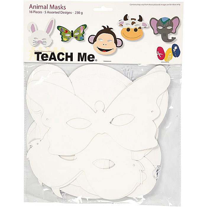 CC MASCA COPII Animal Masks, 13-24 cm, W: 20-28 cm, White, 16/SET 95201 [2]