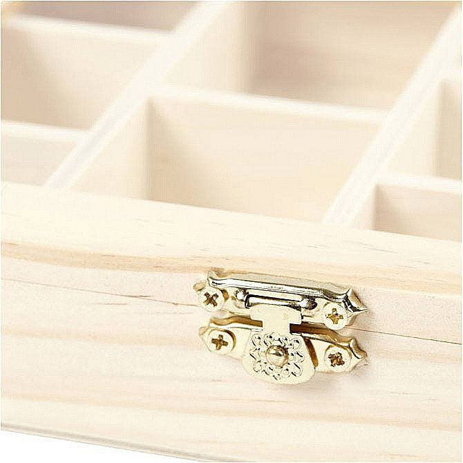 CC CUTIE LEMN 10 COMPARTIMENTE 15.5*20.5*3.5CM CAPAC STICLA 56930 [4]