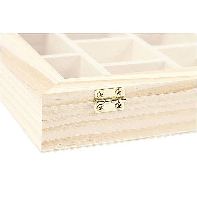 CC CUTIE LEMN 10 COMPARTIMENTE 15.5*20.5*3.5CM CAPAC STICLA 56930 [5]