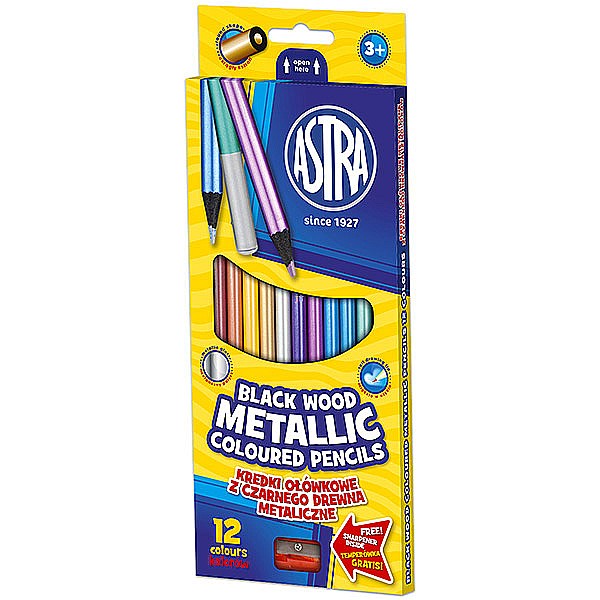 AS SET 12 CREIOANE COLORATE METALIZATE LEMN NEGRU ASTRA SI ASCUTITOARE 312114002 [1]