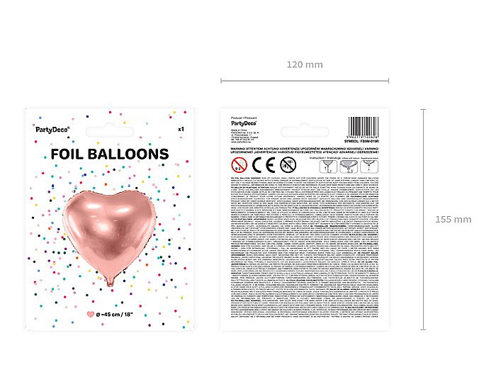 PD BALON FOLIE ALUMINIU Heart, 45cm, rose gold FB9M-019R [8]