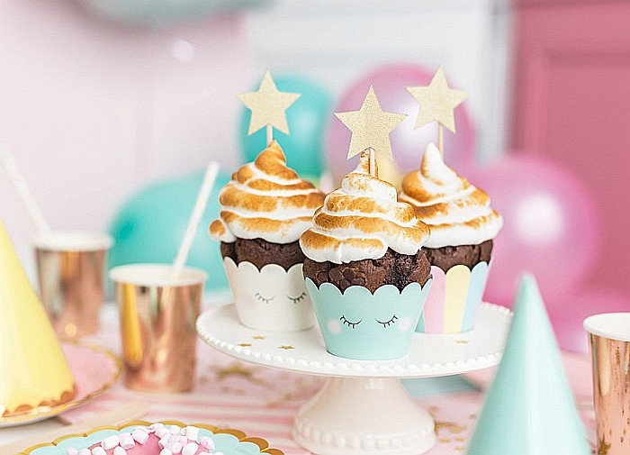 PD DECORATIUNI Tort CRACIUN Cupcake toppers STELUTE AURII 11.5CM  KPM19-019B [7]