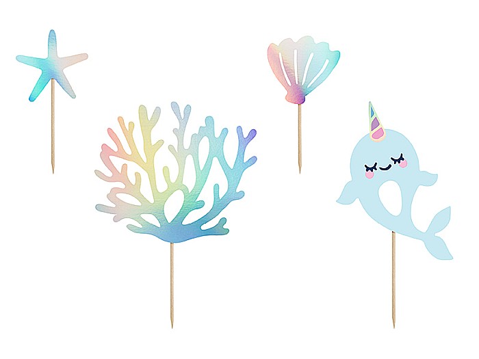 PD DECORATIUNI PENTRU TORT Toppers Narwhal, mix, 10 x 15.5cm 4/SET KPT48 [1]