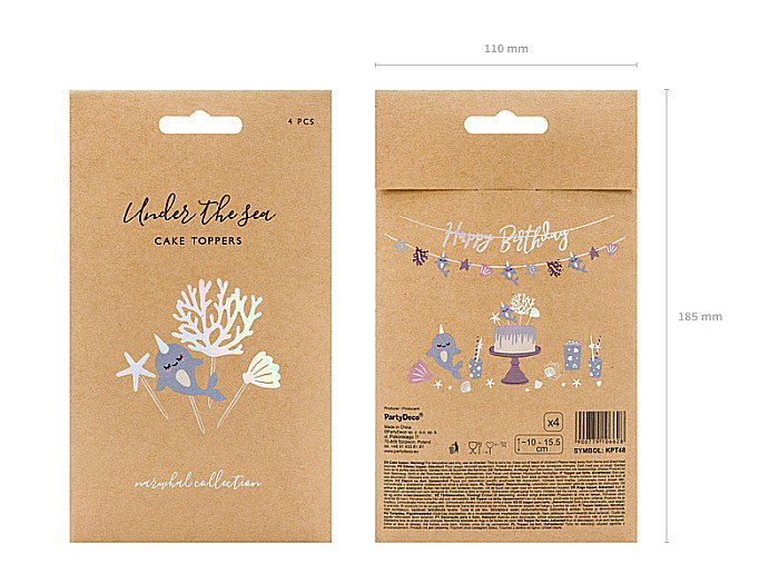 PD DECORATIUNI PENTRU TORT Toppers Narwhal, mix, 10 x 15.5cm 4/SET KPT48 [5]