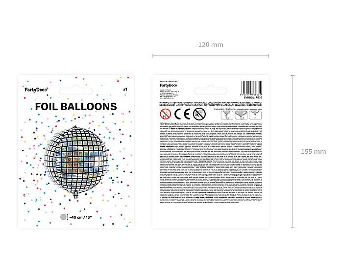 PD BALON FOLIE ALUMINIU Disco Ball, holographic foil, 40cm FB36 [3]
