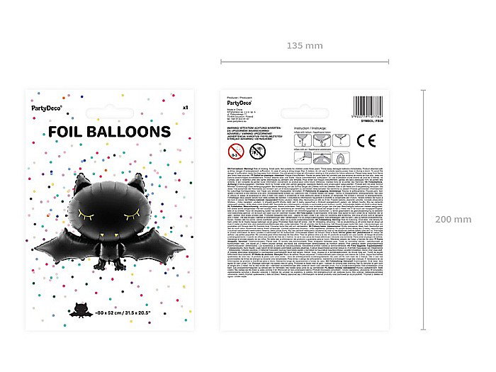 PD BALON FOLIE ALUMINIU Bat, 80x52cm, black with gold print FB38 [4]