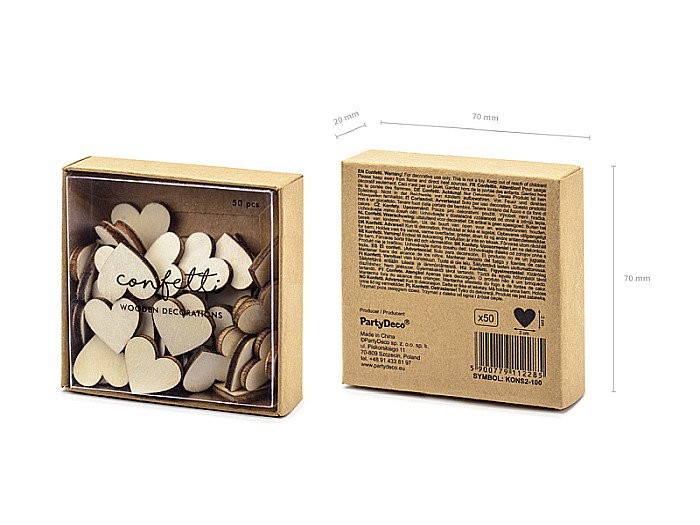 PD CONFETTI LEMN Hearts 2*2cm 50/set KONS2-100 [7]