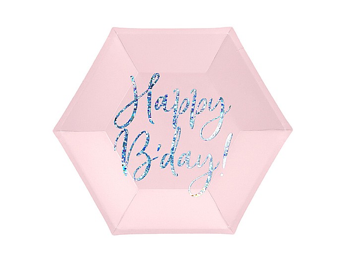 PD FARFURII CARTON Happy B'day!, light powder pink, 20cm 6/set TPP63-081PJ [1]