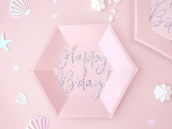 PD FARFURII CARTON Happy B'day!, light powder pink, 20cm 6/set TPP63-081PJ [2]