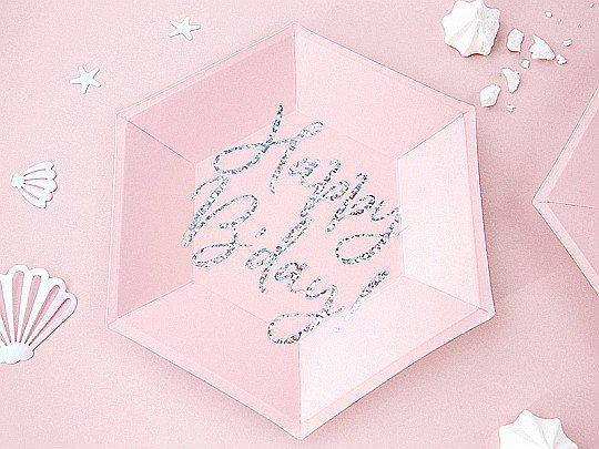 PD FARFURII CARTON Happy B'day!, light powder pink, 20cm 6/set TPP63-081PJ [3]