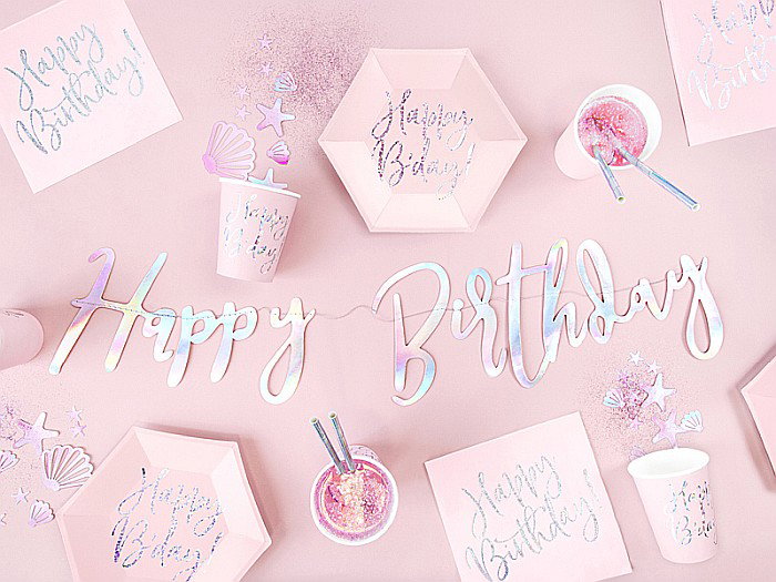 PD FARFURII CARTON Happy B'day!, light powder pink, 20cm 6/set TPP63-081PJ [4]