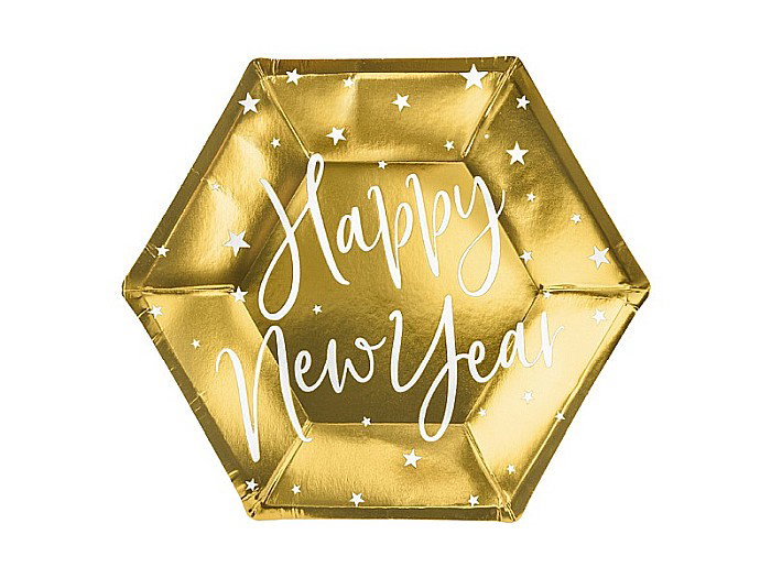 PD FARFURII CARTON Happy New Year, gold, 20cm 6/SET TPP64-019M [2]
