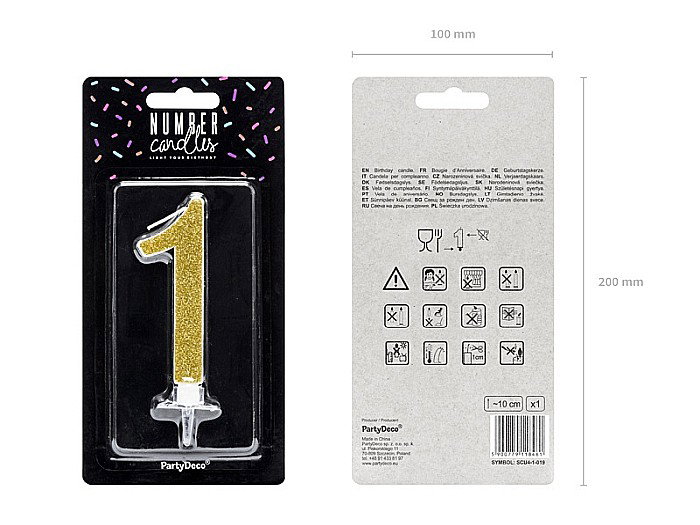 PD LUMANARI TORT Number 1, gold, 10cm SCU4-1-019 [2]