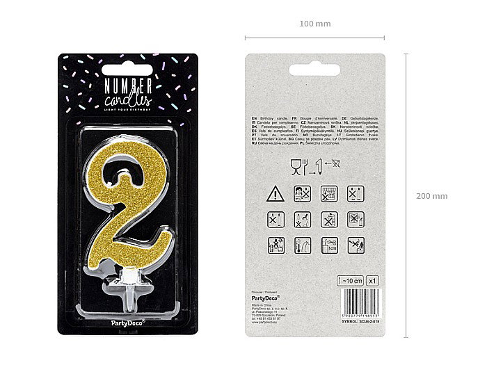 PD LUMANARI TORT Number 2, gold, 10cm SCU4-2-019 [2]