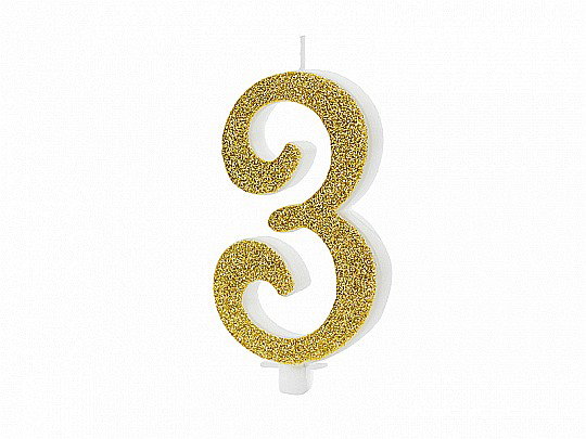 PD LUMANARI TORT Number 3, gold, 10cm SCU4-3-019 [1]