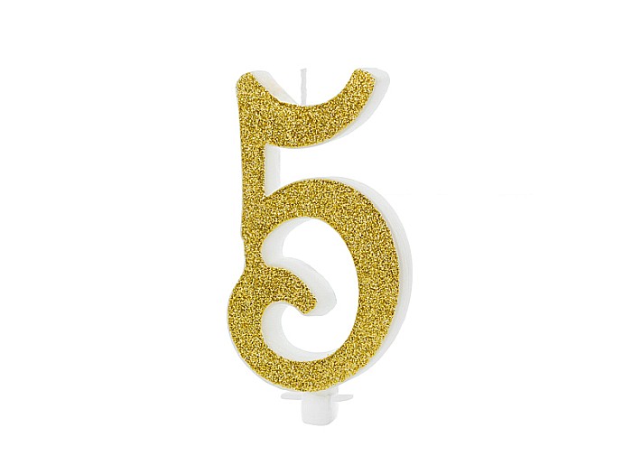 PD LUMANARI TORT Number 5, gold, 10cm SCU4-5-019 [1]