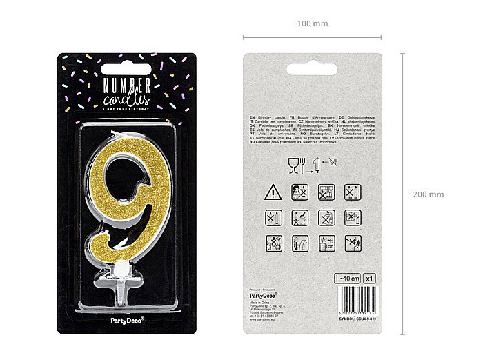 PD LUMANARI TORT Number 9, gold, 10cm SCU4-9-019 [2]