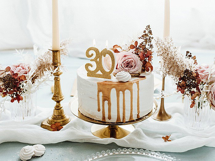 PD LUMANARE TORT Birthday candle, Number 30, gold, 7.5cm SCU5-30-019 [1]