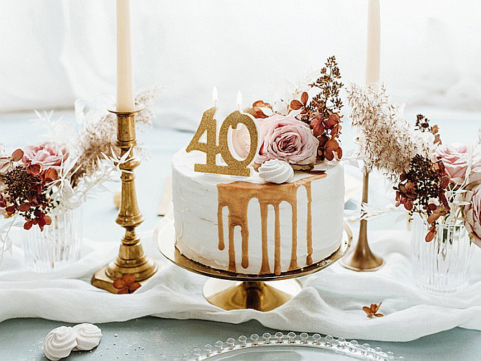 PD LUMANARE TORT Birthday candle, Number 40, gold, 7.5cm SCU5-40-019 [1]