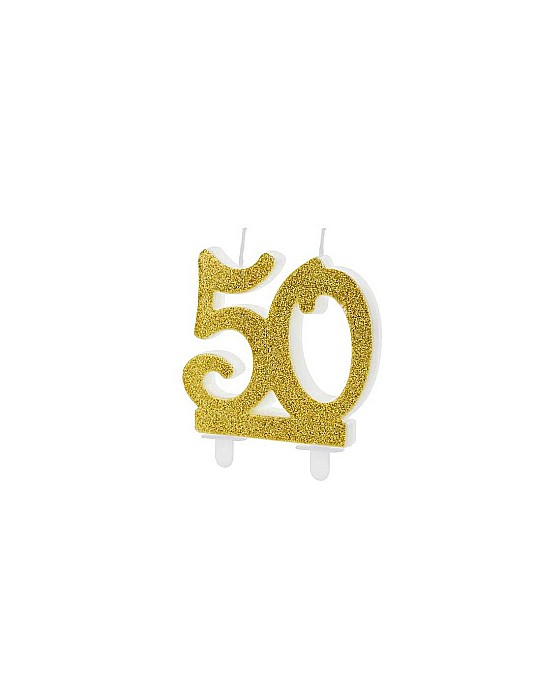 PD LUMANARE TORT Birthday candle, Number 50, gold, 7.5cm SCU5-50-019 [1]