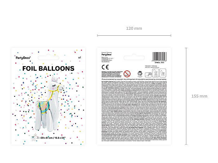 PD BALON FOLIE ALUMINIU Llama, 39x61cm, mix FB73 [3]