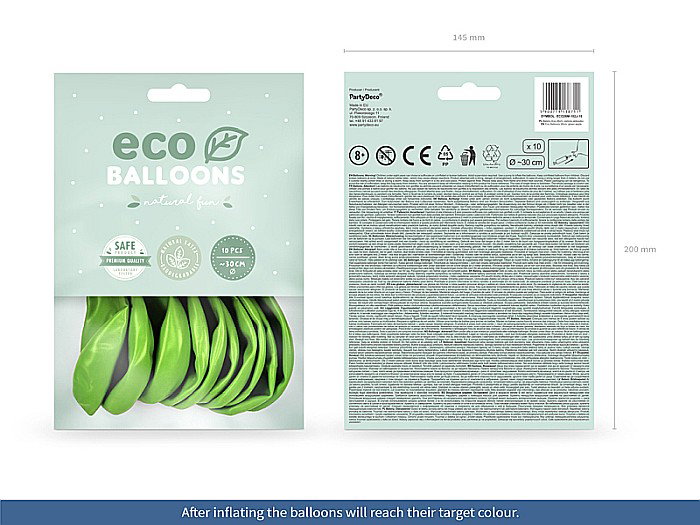 PD BALOANE Eco Balloons 26cm, metallic green apple 10/SET ECO26M-102J-10 [2]