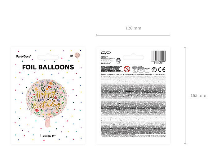 PD BALON FOLIE ALUMINIU Happy Birthday, 35cm, light pink FB48 [5]