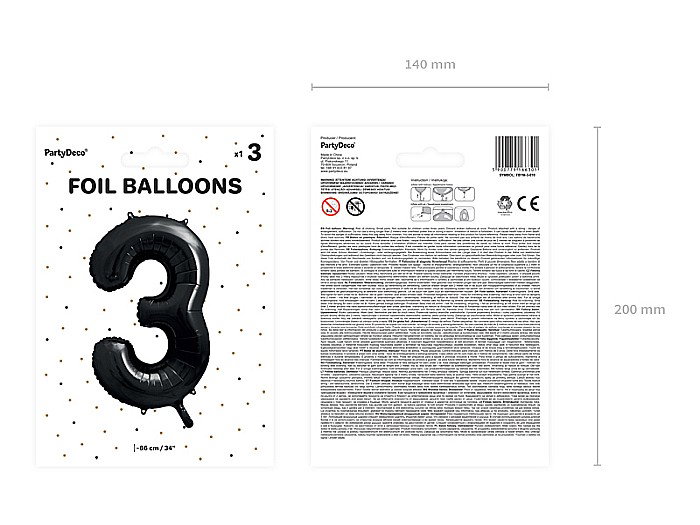 PD BALON FOLIE ALUMINIU Number "3", 86cm, black FB1M-3-010 [6]