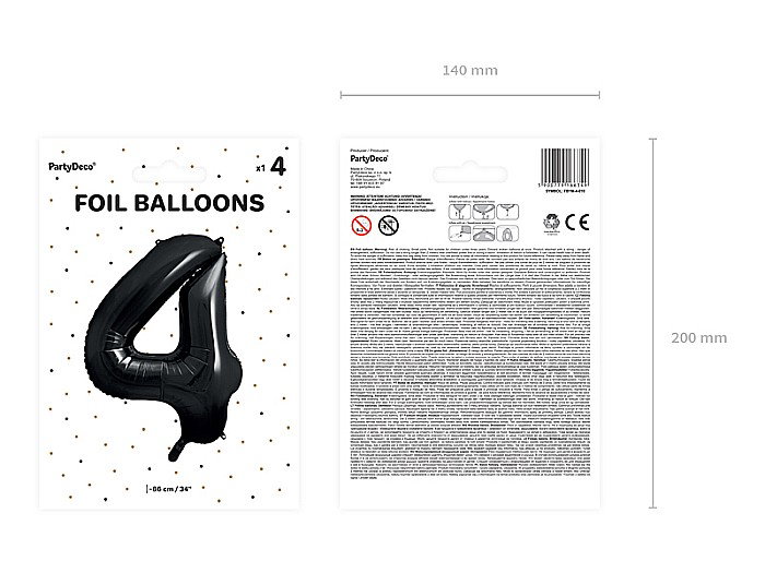 PD BALON FOLIE ALUMINIU Number "4", 86cm, black FB1M-4-010 [3]