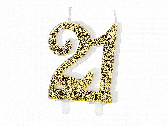 PD LUMANARE TORT Birthday candle, Number 21, gold, 7.5cm SCU5-21-019 [2]