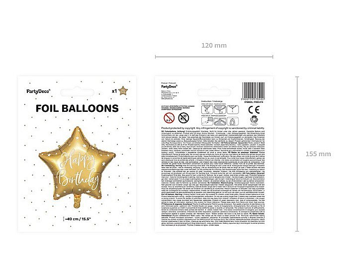 PD BALON FOLIE ALUMINIU& Happy Birthday, 40cm, gold FB93-019 [3]