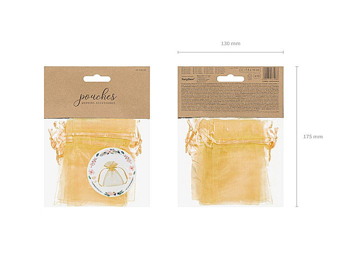 PD SAC ORGANZA, Organza pouches gold, 10cm 10/SET WRG5-019-10 [2]