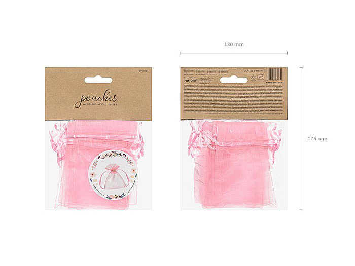 PD SAC ORGANZA, Organza pouches pink, 10cm 10/SET WRG5-081-10 [2]