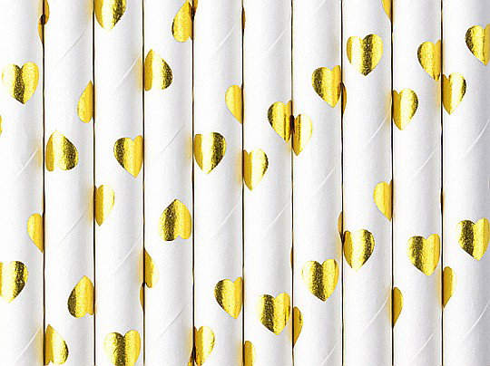 PD PAIE DIN HARTIE PENTRU BAUTURI hearts gold, 19.5cm 10/set SPP7M-019 [1]