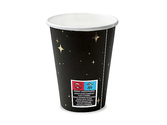PD PAHAR CARTON NEGRU CU STELUTE AURII 6/SET 260ML KPP27-010-EU1 [3]