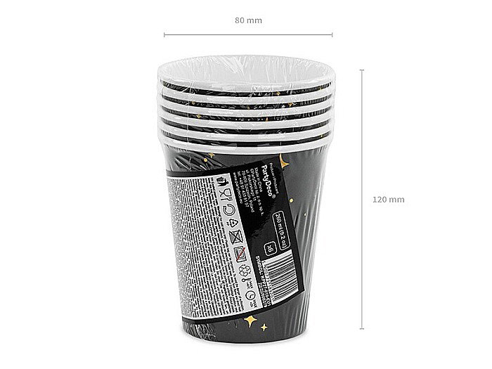 PD PAHAR CARTON NEGRU CU STELUTE AURII 6/SET 260ML KPP27-010-EU1 [7]