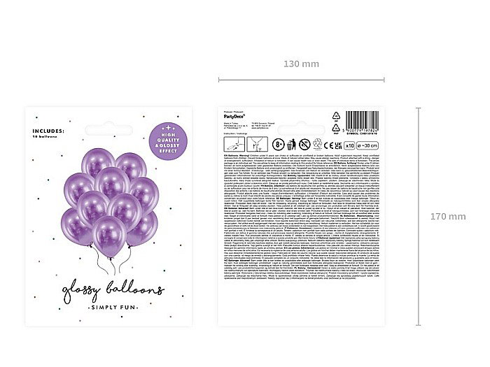 PD BALOANE Glossy Balloons 30cm, violet 10/SET CHB1-014-10 [6]