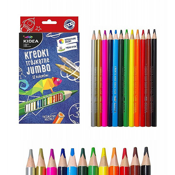 DE CREIOANE COLORATE TRIUNGHIULARE JUMBO 12/SET KIDEA KTG12KA [3]