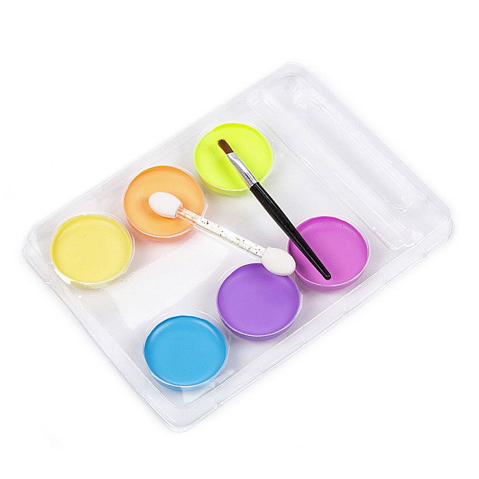 DE SET PICTURA PE FATA CU PENSULA SI APLICATOR 6 CULORI PASTEL KIDEA FDTP6KA [2]