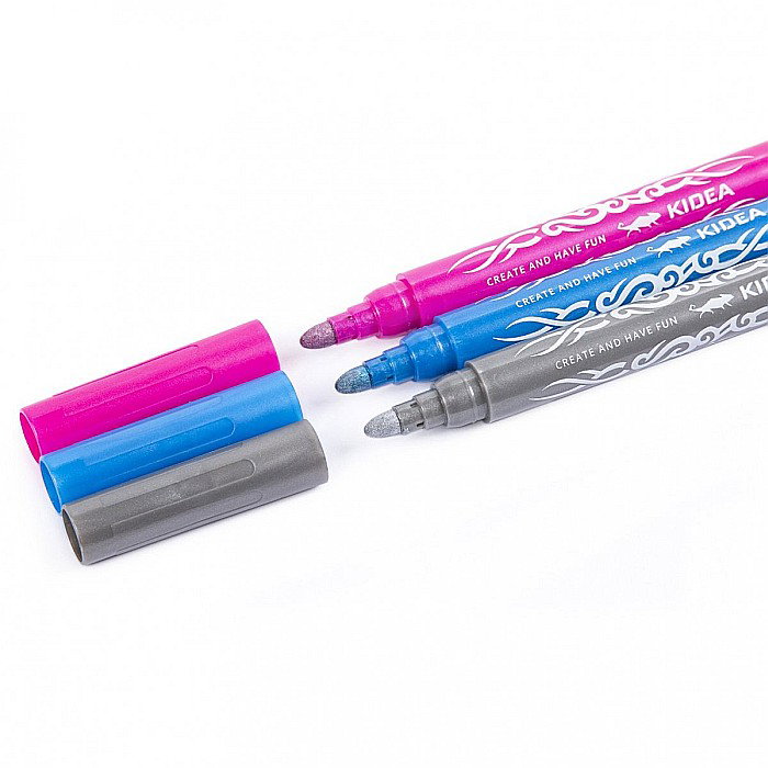 DE SET PICTURA PE FATA 3 CULORI GLITTER + 12 SABLOANE KIDEA MTSKA [4]