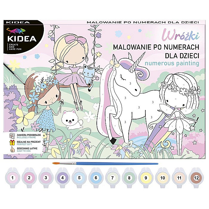DE SET PICTURA PE NUMERE ZANE 30*27CM, 12 CULORI + PENSULA KIDEA OMNWKA [1]