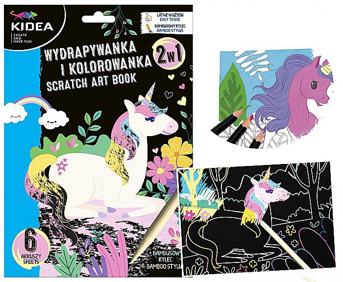 DE CARTE DE COLORAT SCRATCH ART BOOK 6 COLI UNICORN KIDEA WKBKA [3]