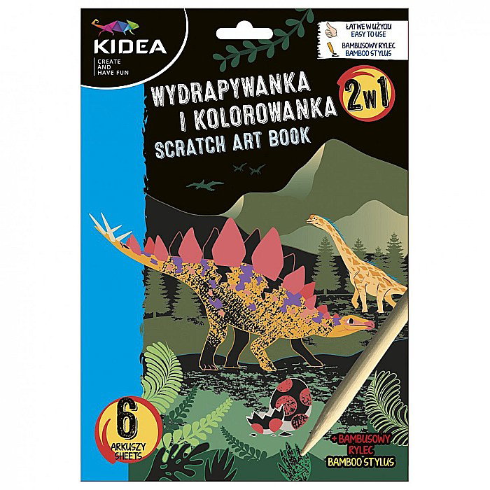 DE CARTE DE COLORAT SCRATCH ART BOOK 6 COLI DINOZAURI KIDEA WKCKA [1]