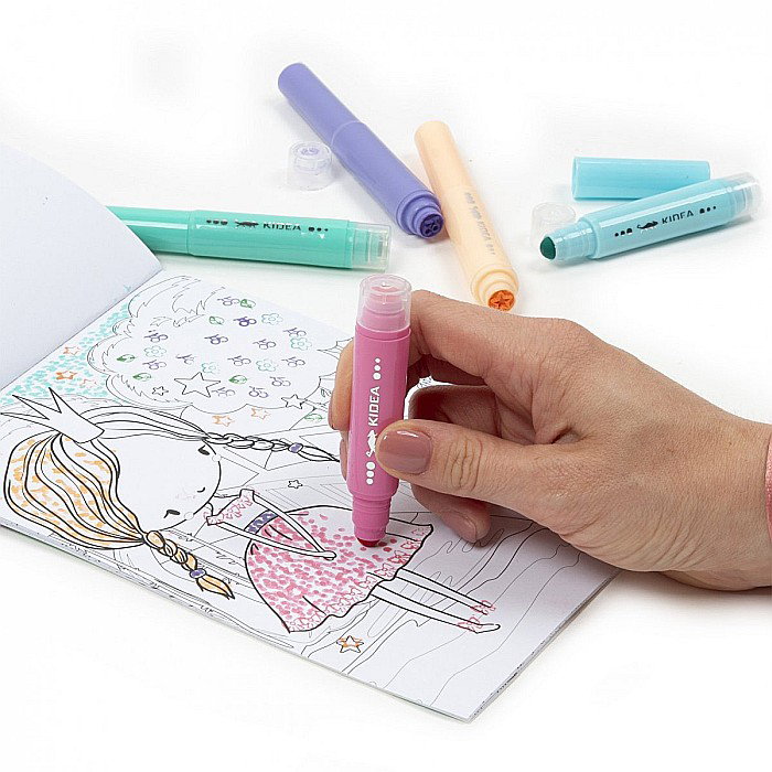 DE CARTE COLORAT PE PUNCTE ZANE + 5 MARKERE PASTEL CU STAMPILA KIDEA ZFMKSKWKA [3]