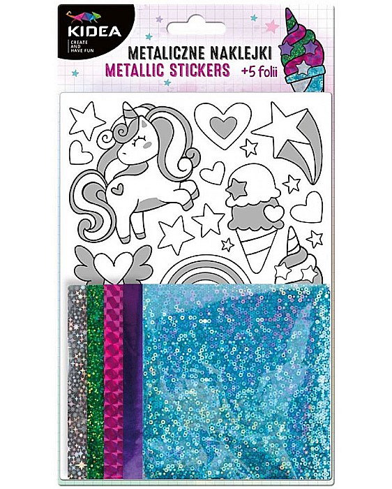 DE SET CREATIV CU STICKERE SI FOLII COLORATE METALIZATE UNICORN KIDEA MNZKUKA [1]