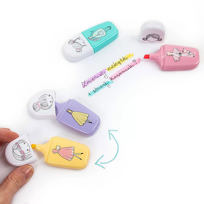 DE TEXTMARKER 4/SET CULORI PASTEL PRINCESS NEW LOOK KIDEA ZKNLKA [4]