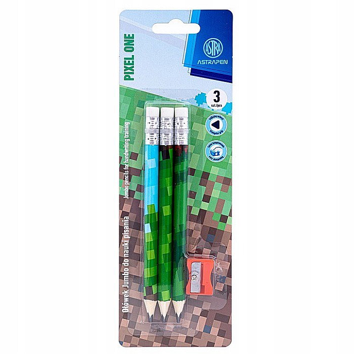 CREION JUMBO GRAFIT HB TRIUNGHIULAR PIXEL 3/SET + RADIERA 206023901 [1]